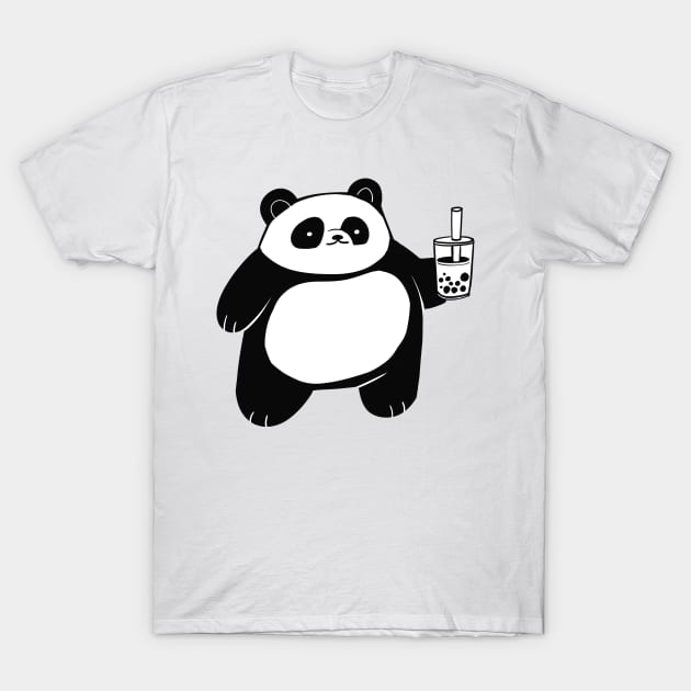 Panda with Bubble Milk Tea T-Shirt by evumango